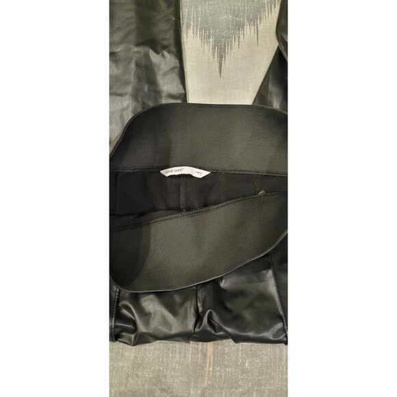 Nine West Black Leather Skinny Leg Pants High Weist Moto Bottoms Womens Size L - Picture 5 of 8